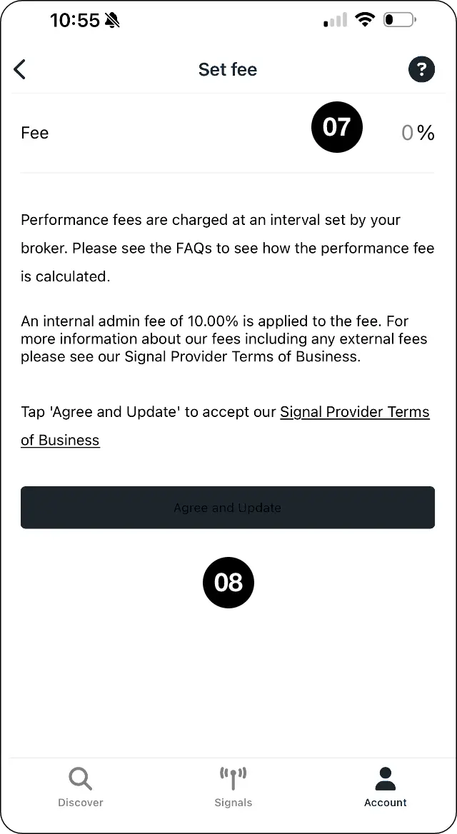 CopyMate performance fee configuration