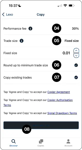 CopyMate copy sizing settings