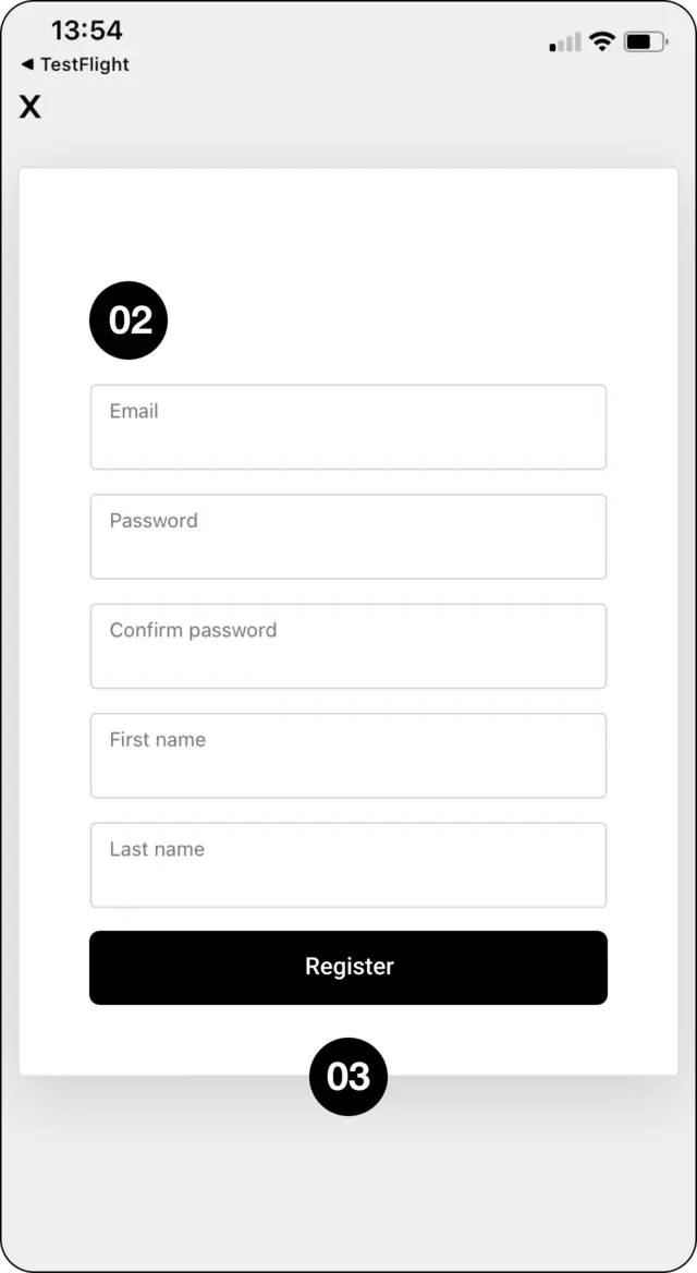 CopyMate registration details screen