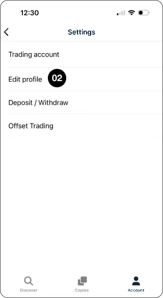 CopyMate Edit Profile option