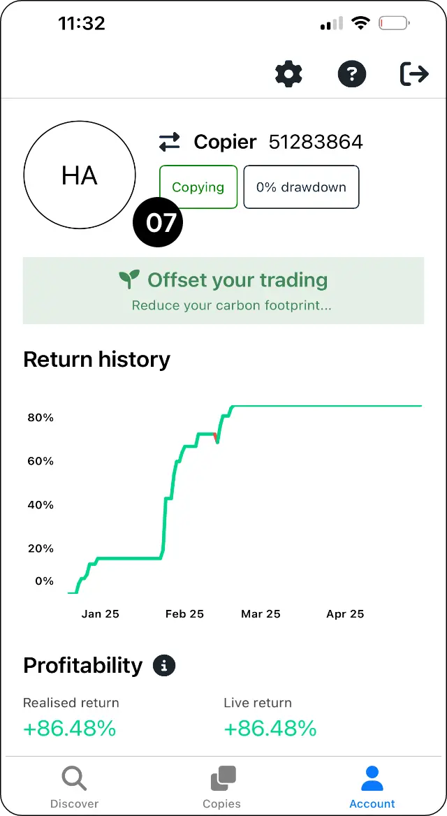 CopyMate connected account status